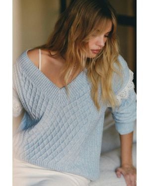 Lulus Bobbie Marled Cable Knit Sweater - White