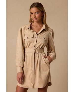 Lulus Sadie Suede Shirt Dress - Natural