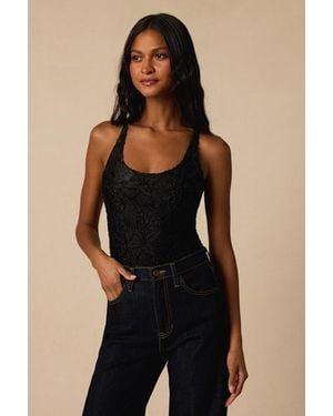 Lulus Jasper Burnout Velvet Bodysuit - Black