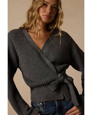 Lulus Annie Belted Cardigan Sweater - Blue