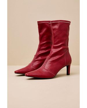 Matisse Clara Pointed-Toe Mid-Calf Boots - Red