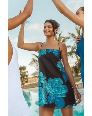 Lulus Yavanna Floral Jacquard Shift Mini Dress - Blue