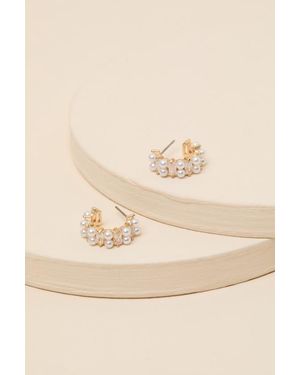 Lulus Lauralee 14Kt Pearl Hoop Earrings - Natural