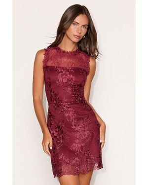 Lulus Cirella Berry Embroidered Sleeveless Mini Dress