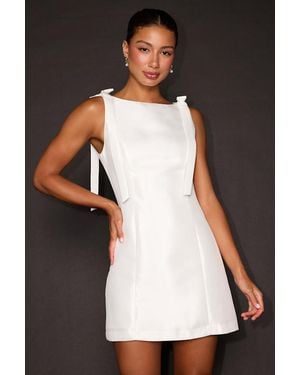 Lulus Kingsley Satin Bow Shift Mini Dress - Black