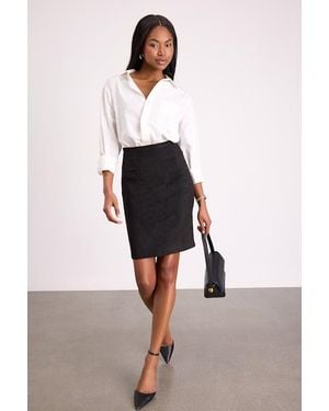 Lulus Superpower Suede Pencil Skirt - Blue
