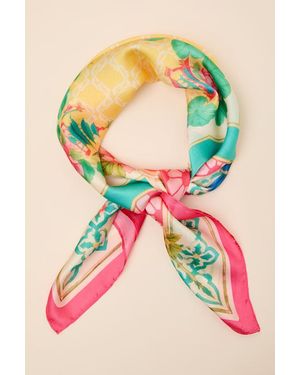 Lulus Fadia Multi Print Satin Scarf - Pink