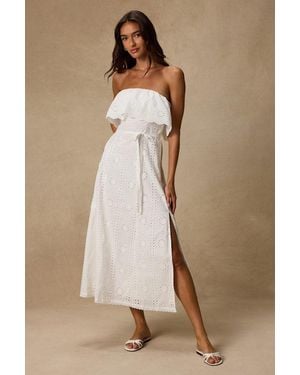 Lulus Jessamine Eyelet Embroidered Strapless Midi Dress - Natural