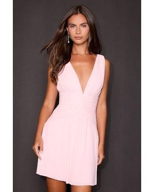 Lulus Rhea Pleated Skater Mini Dress - Pink