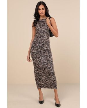 4th & Reckless Derry Leopard Print Mesh Maxi Dress - Natural