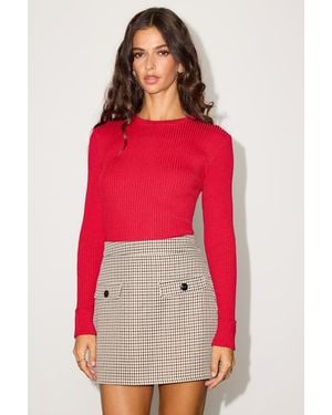 Lulus Basics Karlee Ribbed Knit Long Sleeve Sweater Top - Red