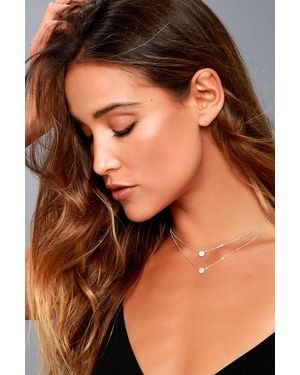Lulus Incantation Rhinestone Layered Necklace - Brown
