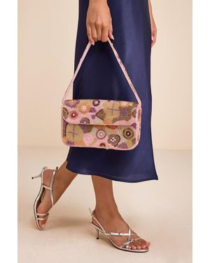 Lulus Kya Multi Beaded Floral Shoulder Bag - Blue