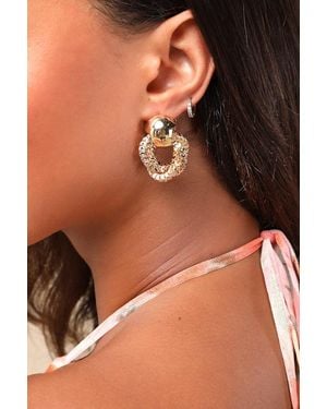 Lulus Colina Chain Door Knocker Earrings - Metallic