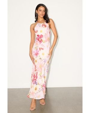 dezzi blush multi floral halter shift maxi dress Dezzi Green Multi Floral Halter Shift Maxi Dress
