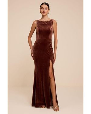 Lulus Ravishing Poise Velvet Cowl Back Sleeveless Maxi Dress - Brown