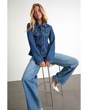 Lulus Danella Dark Wash Fitted Denim Jacket - Blue