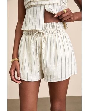 Lulus Clarette Light Striped High-Waisted Shorts - White