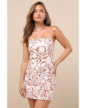 Billabong Bright Bloom Floral Strapless Mini Dress - Pink
