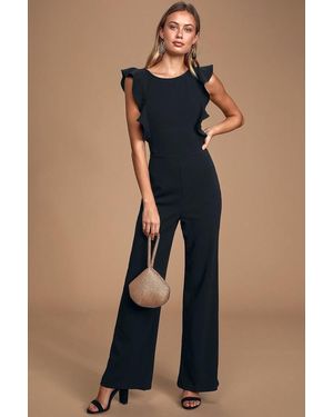 Lulus Feel Your Love Ruffled Wide-Leg Jumpsuit - Blue