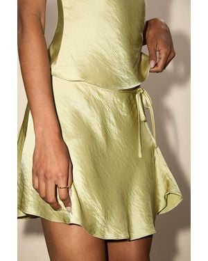 Nia Nicolas Lime Satin Wrap Mini Skirt - Green