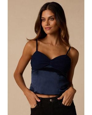 Lulus Cypress Satin Cropped Cami - Blue
