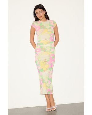 AFRM LOS ANGELES Cici Multi Floral Mesh Bodycon Midi Dress - Green