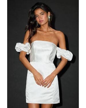 Lulus Significant Sensation Satin Off-The-Shoulder Mini Dress - White