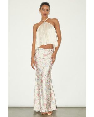 Lulus Damilla Floral Satin Maxi Skirt - Natural