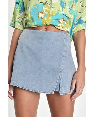 Lulus Born To Be Adored Light Wash Denim High-Rise Mini Skort - Blue