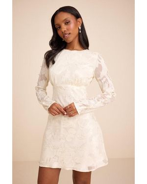 Lulus Agnes Jacquard Long Sleeve Mini Dress - Natural
