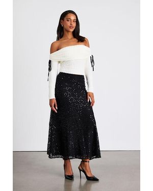 Lulus Isabelle Lace Sequin High-Rise Maxi Skirt - White