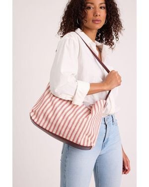 Lulus Makai Striped Canvas Tote Bag - Pink
