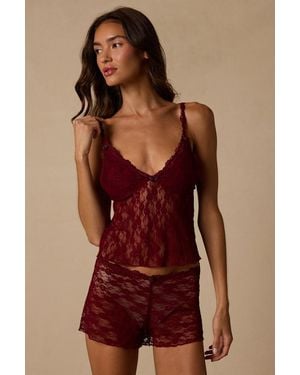 Lulus Romantasy Lace Lingerie Pyjama Set - Red