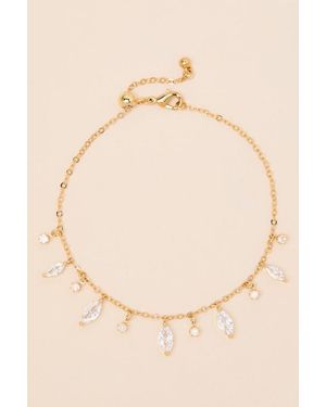 Lulus Gladys Rhinestone Charm Bracelet - Natural