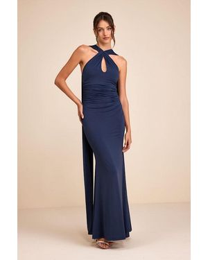 Lulus | Devil Wears Prada Delphina Jersey Knit Halter Sash Maxi Dress - Red