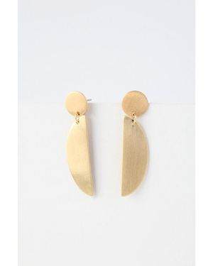 Lulus New Moon Brushed Earrings - White