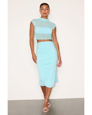 Lulus Kiara Light Aqua Mesh Two-Piece Midi Dress - Blue