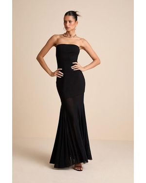 Lulus Elaris Mixed Media Strapless Maxi Dress - Black