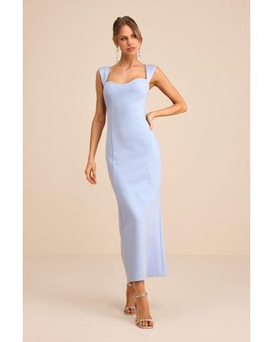 Lulus Samai Cap Sleeve Bodycon Midi Dress - Blue