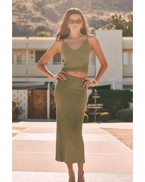 Lulus Yamina Sequin Jumper Maxi Skirt - Green