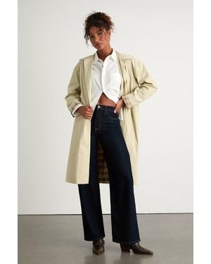 Lulus Cazzie Twill Button-Front Collared Trench Coat - Natural
