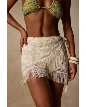 Lulus Cornella Cream Crochet Wrap Mini Swim Cover-Up - Brown