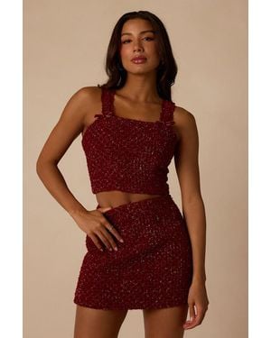 Lulus Rosmerta Metallic Tweed Tank Top - Red