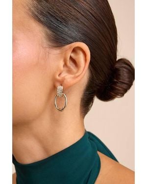 Lulus Stassy Rhinestone Oval Drop Earrings - Black