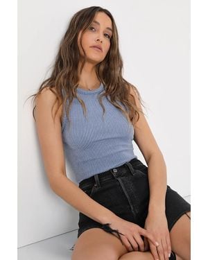 Lulus Essential Update Ribbed Tank Top - Blue
