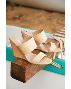 Lulus Biava Natural Raffia Wedge Sandals - Blue