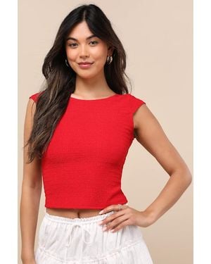 Lulus Bellia Textured Knit Cap Sleeve Backless Top