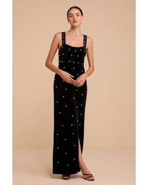 Lulus Viola Velvet Pearl Maxi Dress - Black
