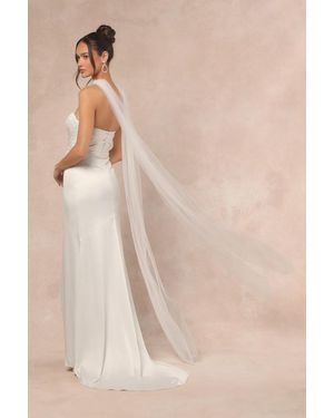 Lulus Cascading Romance Tulle Veil Scarf - Natural